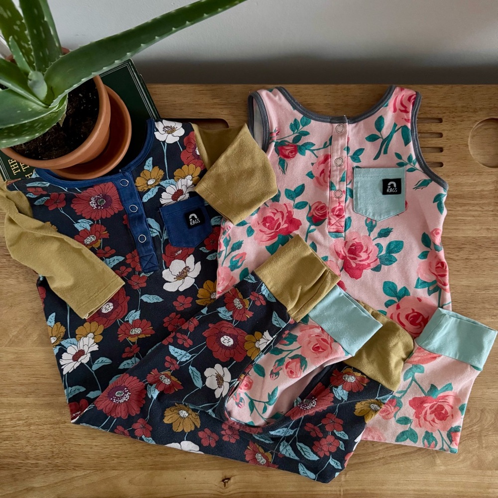 RAGS Floral Romper Bundle 18-24M & 2T Toddler Outfit Set Girls Floral One Piece
